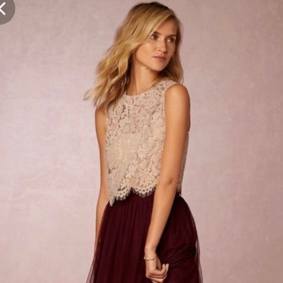 Jenny Yoo Tops - Jenny Yoo BHLDN Cleo Mink Grey lace top.